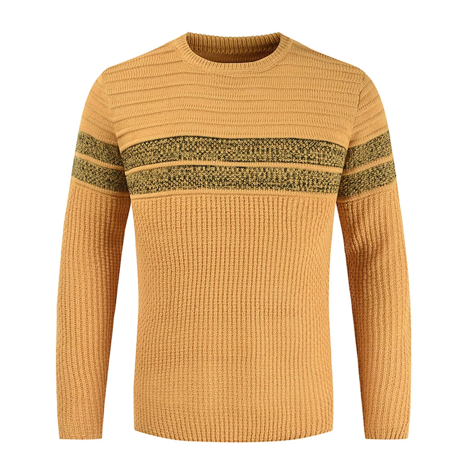NEW IN Men&s Color Block Warm Sweater Top Round Neck Pullover Sweaters  Fashion Warm All-match Knitted Sweater